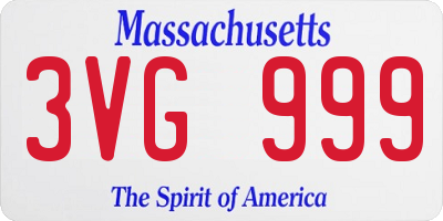 MA license plate 3VG999