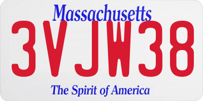 MA license plate 3VJW38