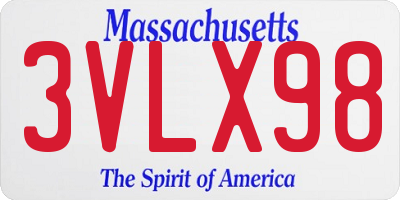 MA license plate 3VLX98