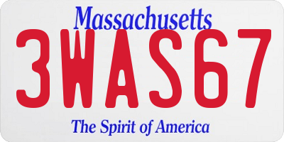 MA license plate 3WAS67