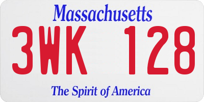 MA license plate 3WK128