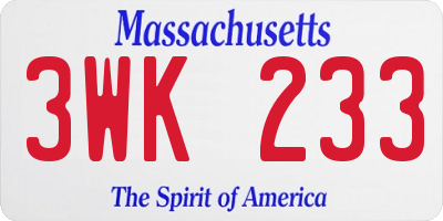 MA license plate 3WK233