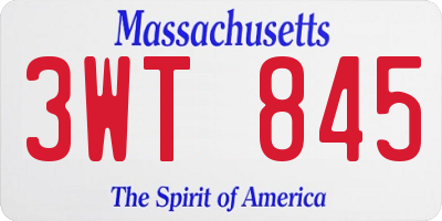 MA license plate 3WT845