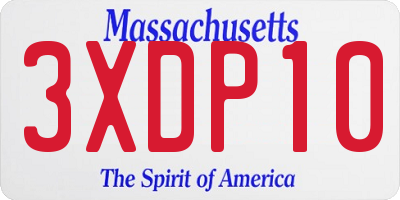 MA license plate 3XDP10