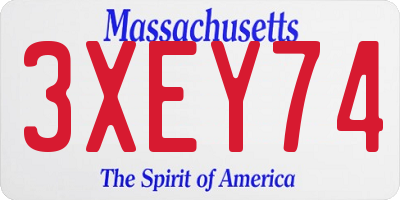 MA license plate 3XEY74