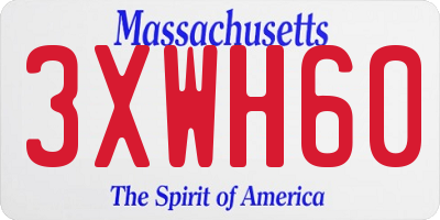 MA license plate 3XWH60