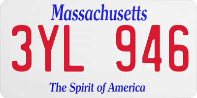 MA license plate 3YL946