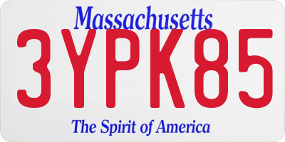 MA license plate 3YPK85