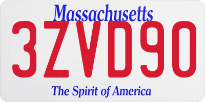 MA license plate 3ZVD90