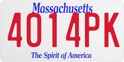 MA license plate 4014PK