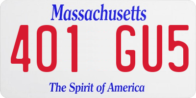 MA license plate 401GU5
