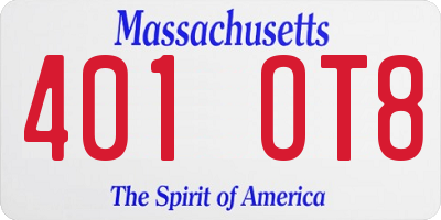 MA license plate 401OT8