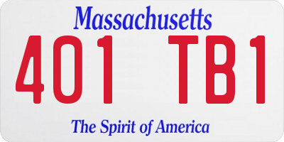 MA license plate 401TB1