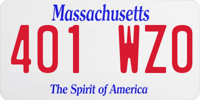 MA license plate 401WZ0