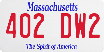 MA license plate 402DW2