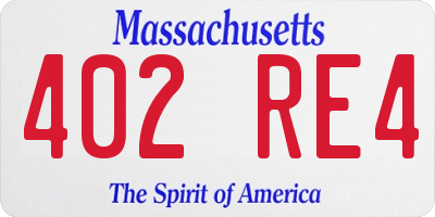 MA license plate 402RE4