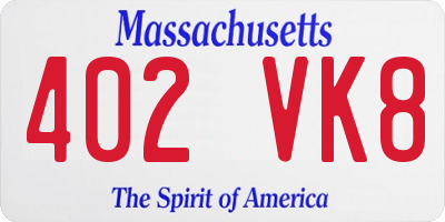 MA license plate 402VK8