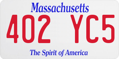MA license plate 402YC5