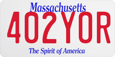 MA license plate 402YOR