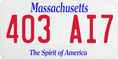 MA license plate 403AI7