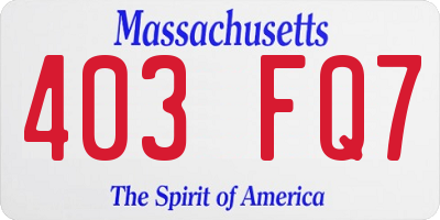 MA license plate 403FQ7