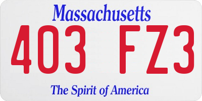 MA license plate 403FZ3
