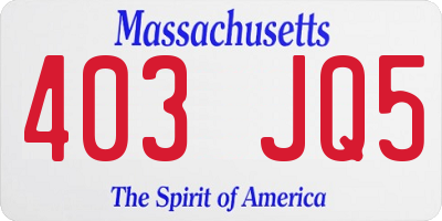 MA license plate 403JQ5
