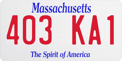 MA license plate 403KA1