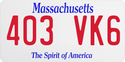 MA license plate 403VK6