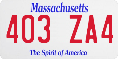 MA license plate 403ZA4
