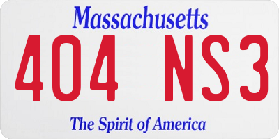 MA license plate 404NS3