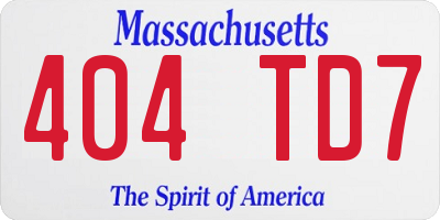MA license plate 404TD7
