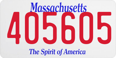 MA license plate 405605