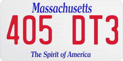 MA license plate 405DT3