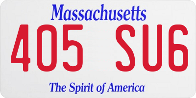 MA license plate 405SU6