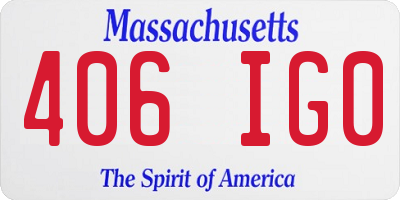 MA license plate 406IG0