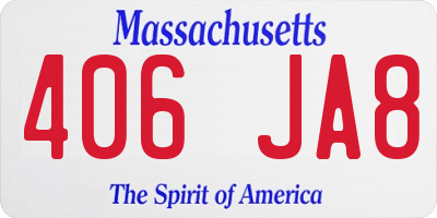 MA license plate 406JA8