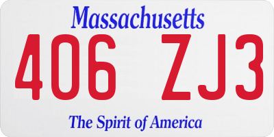 MA license plate 406ZJ3