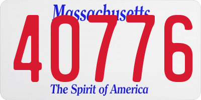 MA license plate 40776