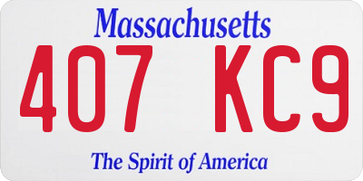 MA license plate 407KC9