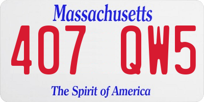 MA license plate 407QW5