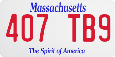 MA license plate 407TB9