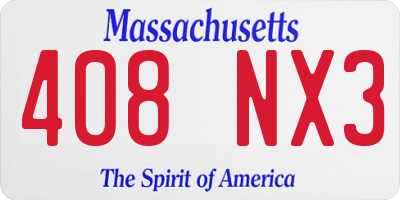 MA license plate 408NX3
