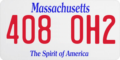 MA license plate 408OH2