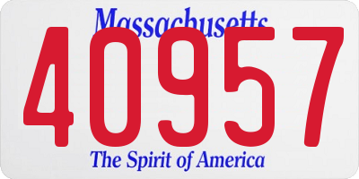 MA license plate 40957