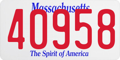 MA license plate 40958