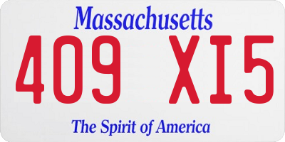 MA license plate 409XI5