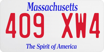MA license plate 409XW4