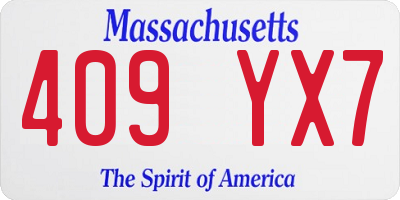 MA license plate 409YX7