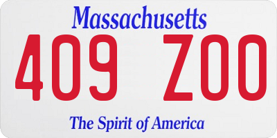 MA license plate 409ZO0